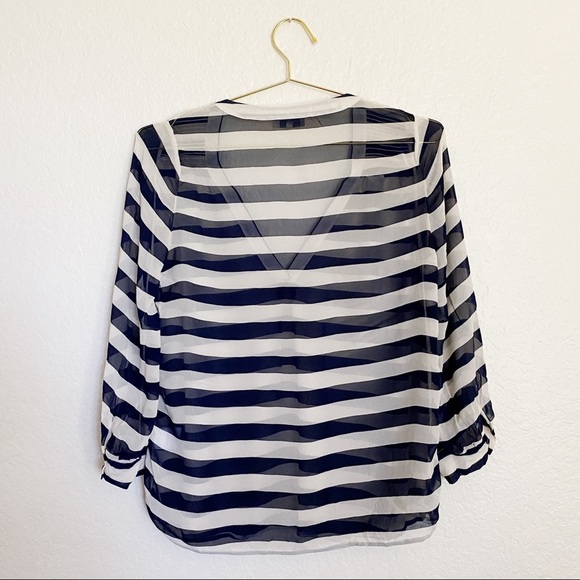 JOIE Aceline Sheer Stripe Silk V-Neck Top - Picture 5 of 8